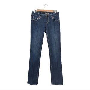 American Eagle Sz 2 Long Straight Leg Dark Wash Denim Jeans